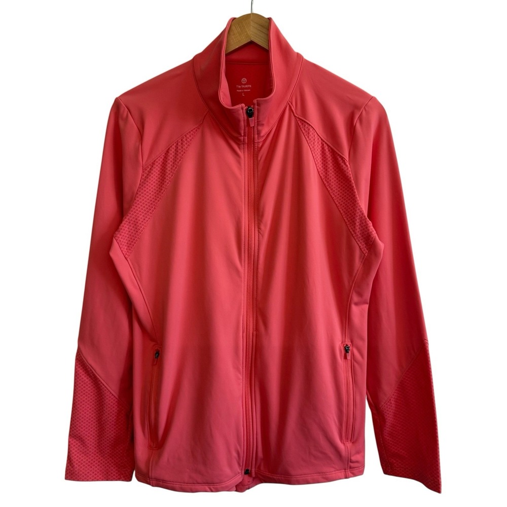 T By Talbots Orange Full Zip Yoga Zipper Pockets‎ Jacket Size Large #420